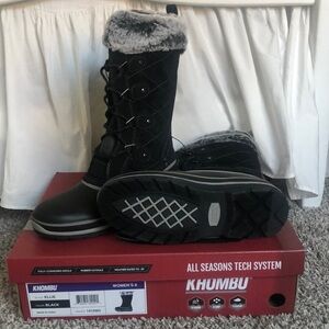 Khombu black winter boots size 8 new in box